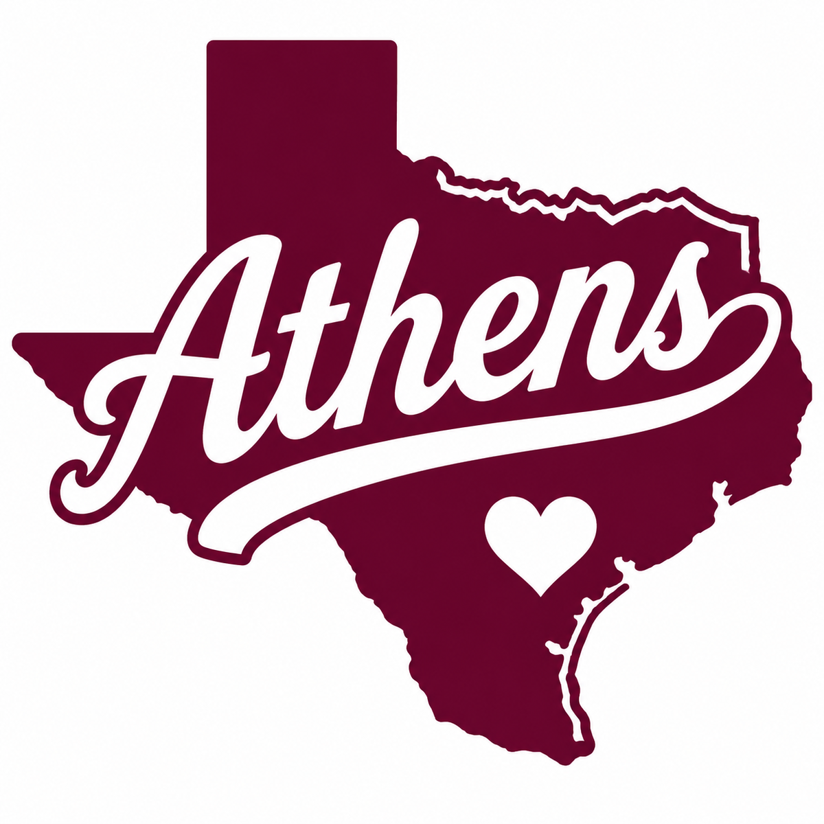 Athens, Texas Heart - White